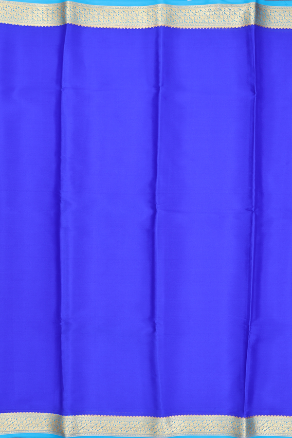 Mysore Silk Saree In Indigo Blue With Zari Border