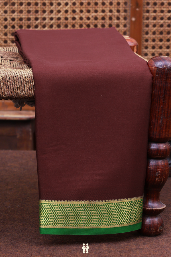 Mysore Silk Saree In Chocolate Brown With Contrast Border