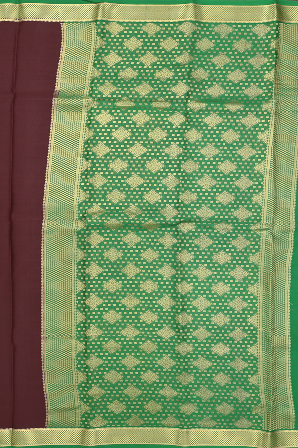 Mysore Silk Saree In Chocolate Brown With Contrast Border
