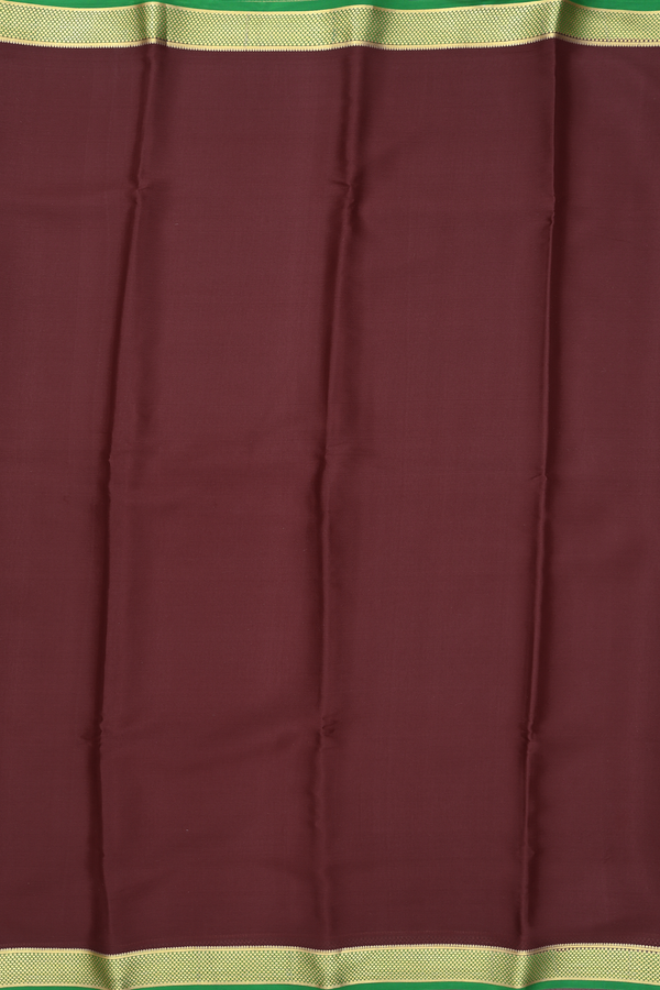 Mysore Silk Saree In Chocolate Brown With Contrast Border