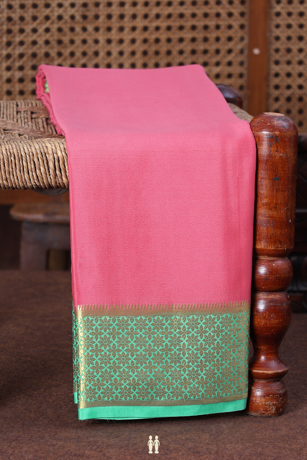 Mysore Silk Saree In Punch Pink With Contrast Border