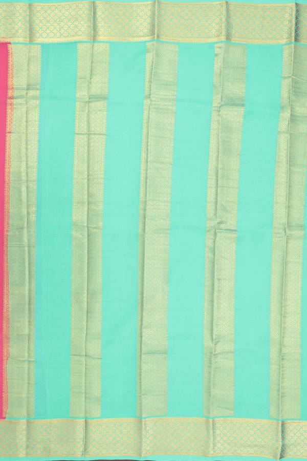 Mysore Silk Saree In Punch Pink With Contrast Border