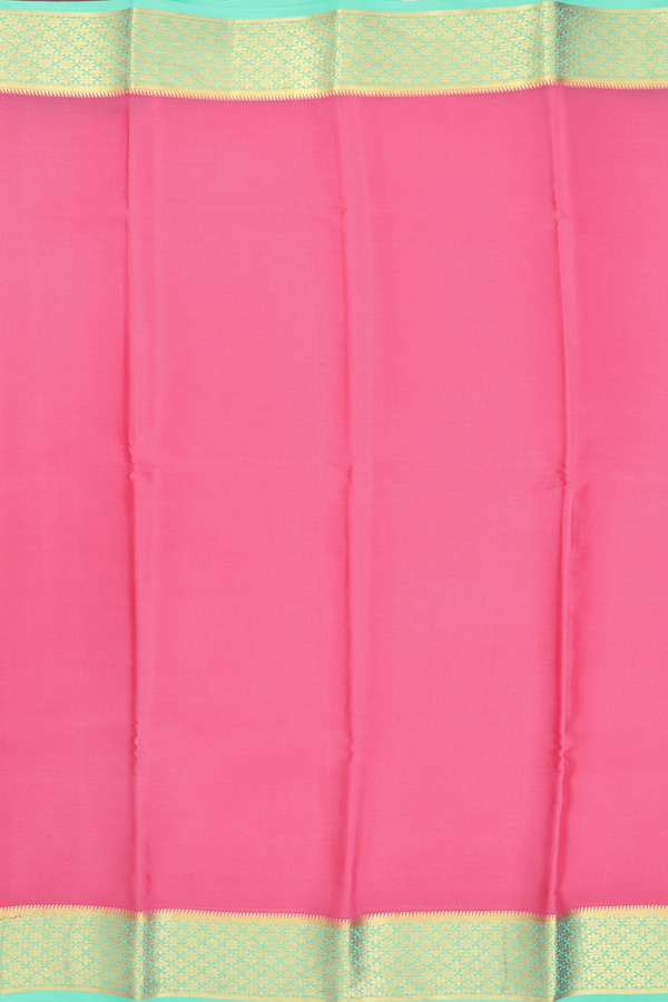 Mysore Silk Saree In Punch Pink With Contrast Border
