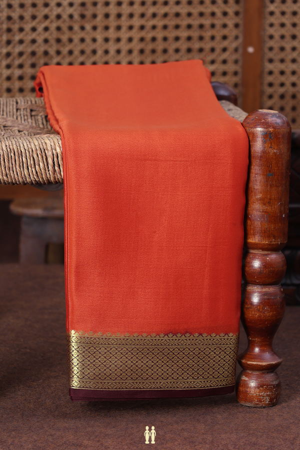 Mysore Silk Saree In Spiced Orange With Contrast Border