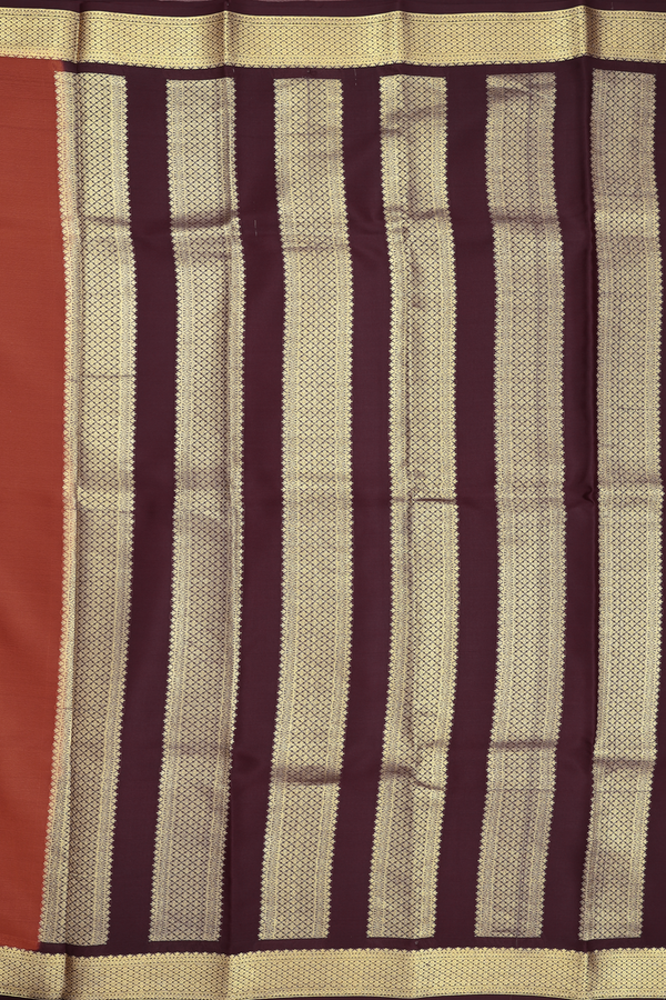 Mysore Silk Saree In Spiced Orange With Contrast Border