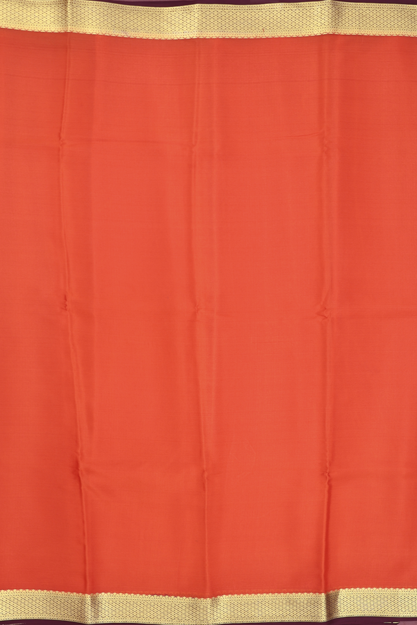 Mysore Silk Saree In Spiced Orange With Contrast Border