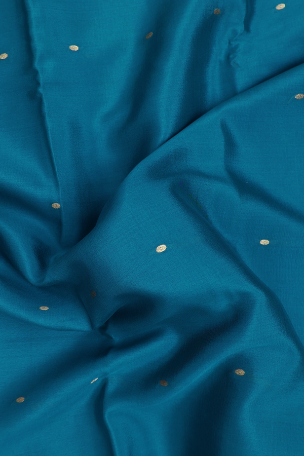 Mysore Silk Saree In Cerulean Blue With Zari Buttas