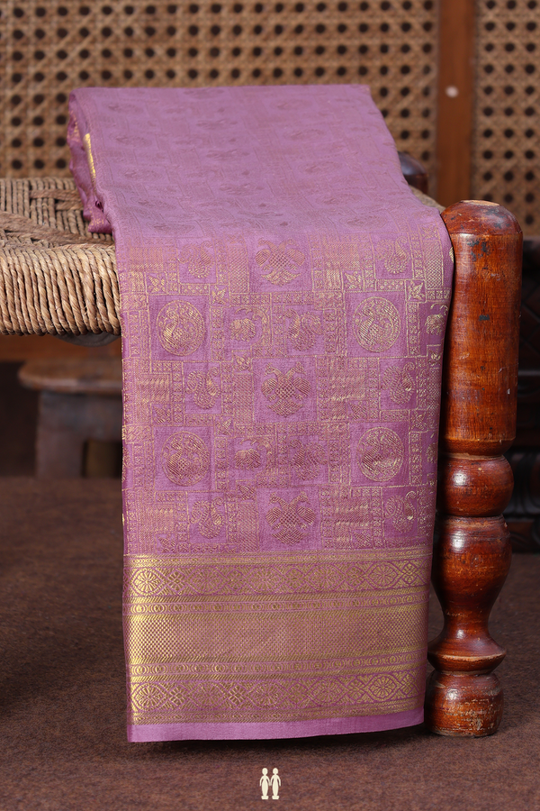 Mysore Silk Saree In Dusty Purple With Brocade Design