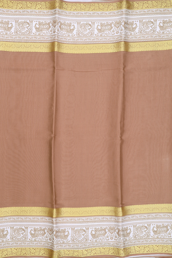Mysore Silk Saree In Brown With Elephant Border