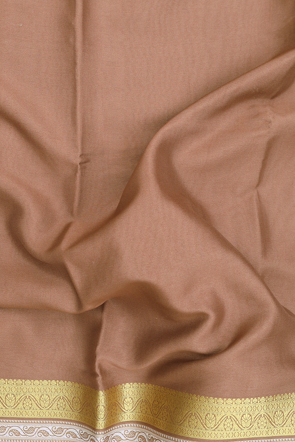 Mysore Silk Saree In Brown With Elephant Border