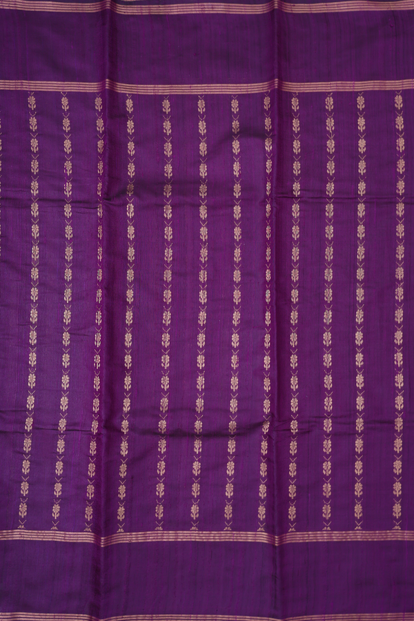 Jute Saree In Purple With Floral Design
