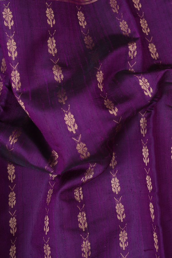 Jute Saree In Purple With Floral Design