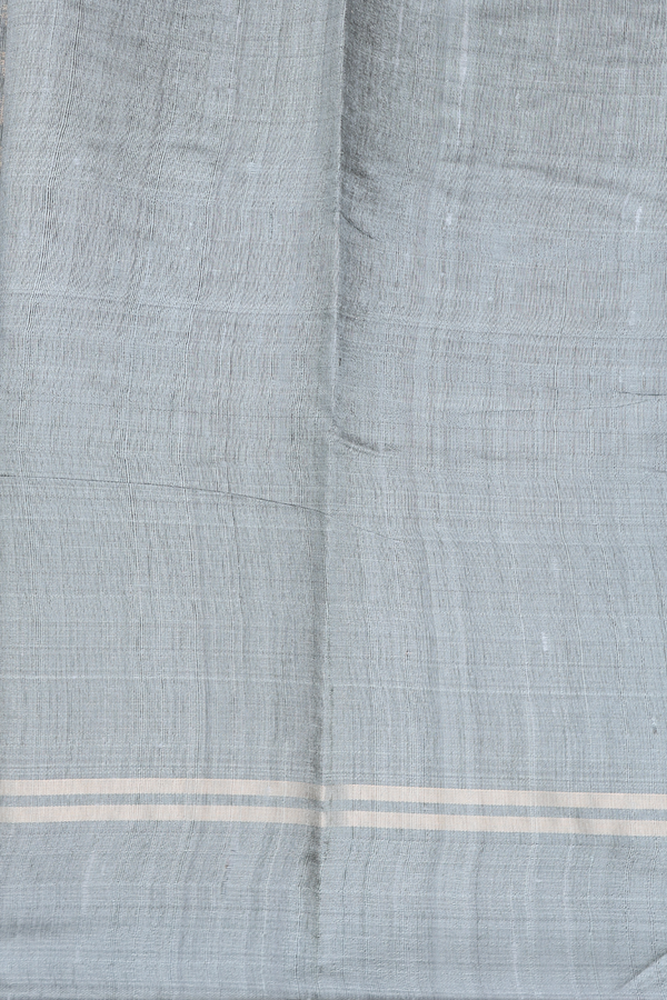 Jute Saree In Greyish Green With Zari Buttas