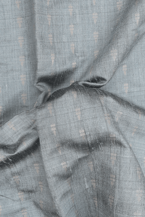Jute Saree In Greyish Green With Zari Buttas