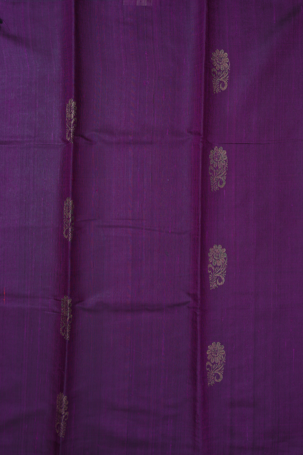Jute Saree In Deep Purple With Floral Motifs