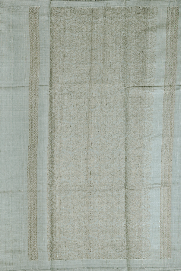 Jute Saree In Greenish Grey With Floral Motifs