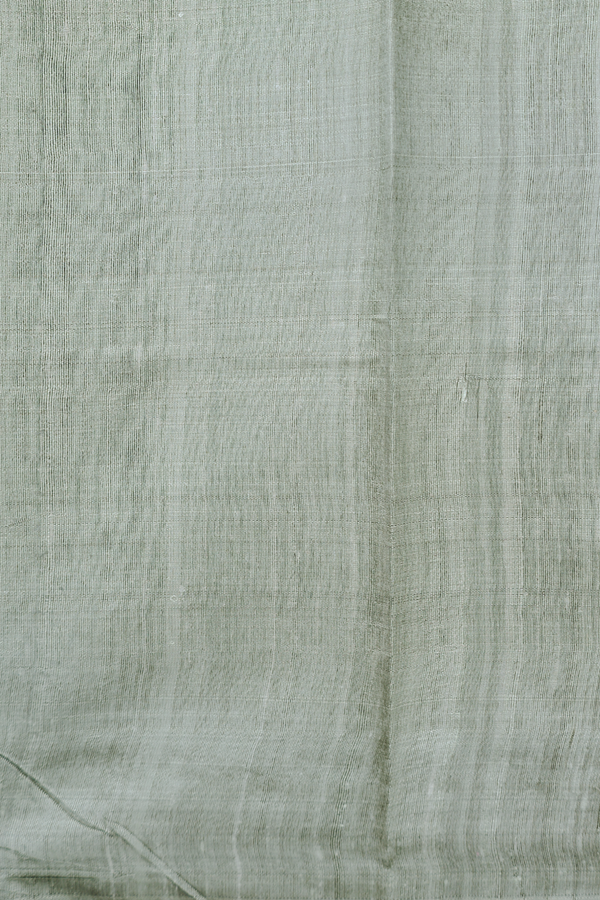 Jute Saree In Greenish Grey With Floral Motifs