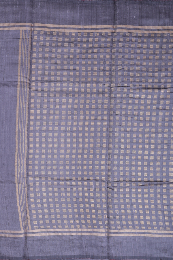 Jute Saree In Grey With Stripes Design