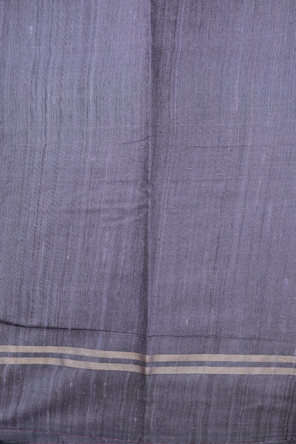 Jute Saree In Grey With Stripes Design