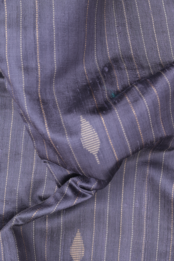 Jute Saree In Grey With Stripes Design