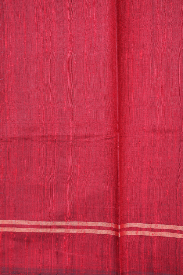 Jute Saree In Crimson Red With Stripes Design