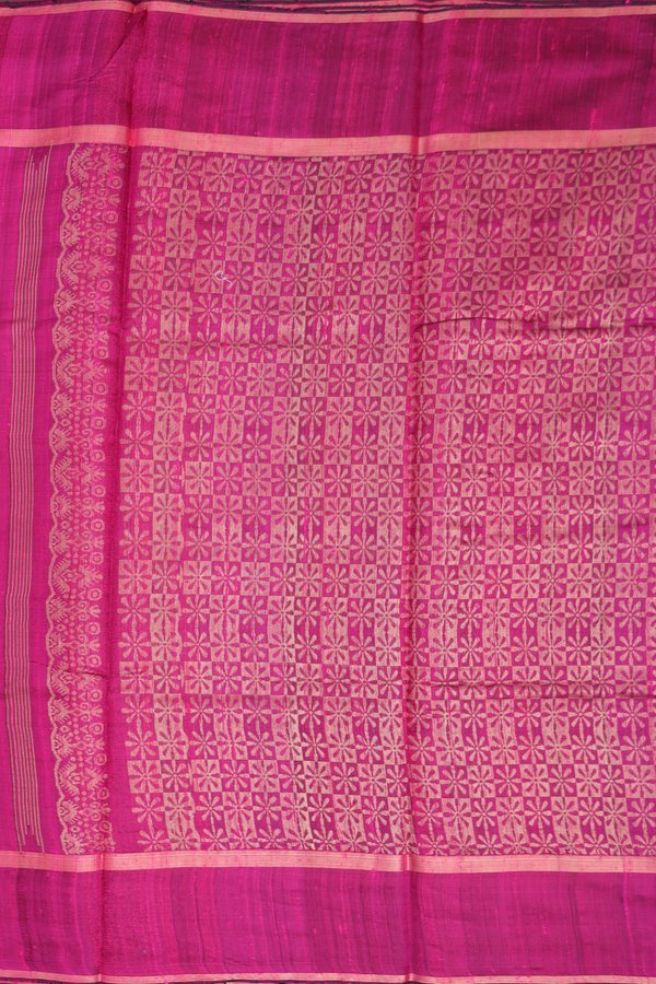 Jute Saree In Magenta With Zari Buttas