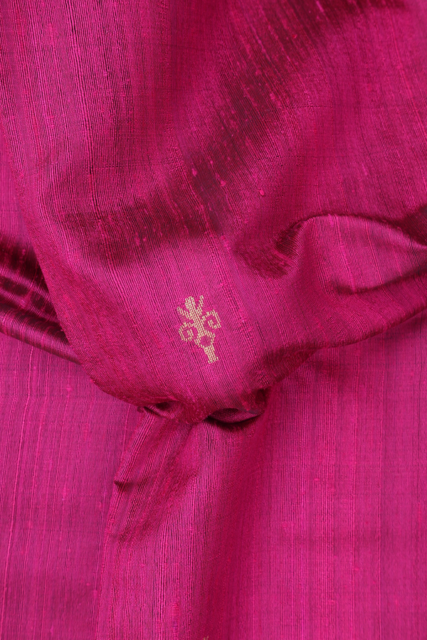 Jute Saree In Magenta With Zari Buttas
