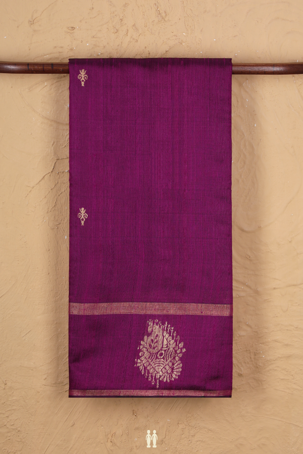 Jute Saree In Grape Purple With Zari Buttas