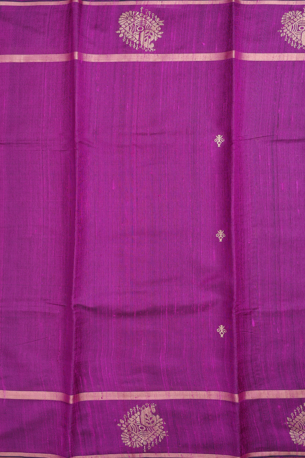 Jute Saree In Grape Purple With Zari Buttas