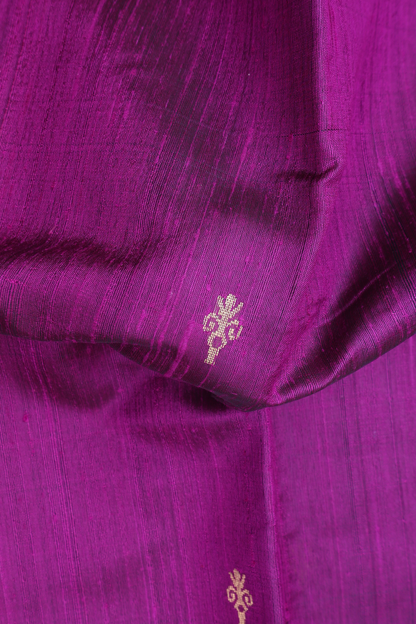 Jute Saree In Grape Purple With Zari Buttas