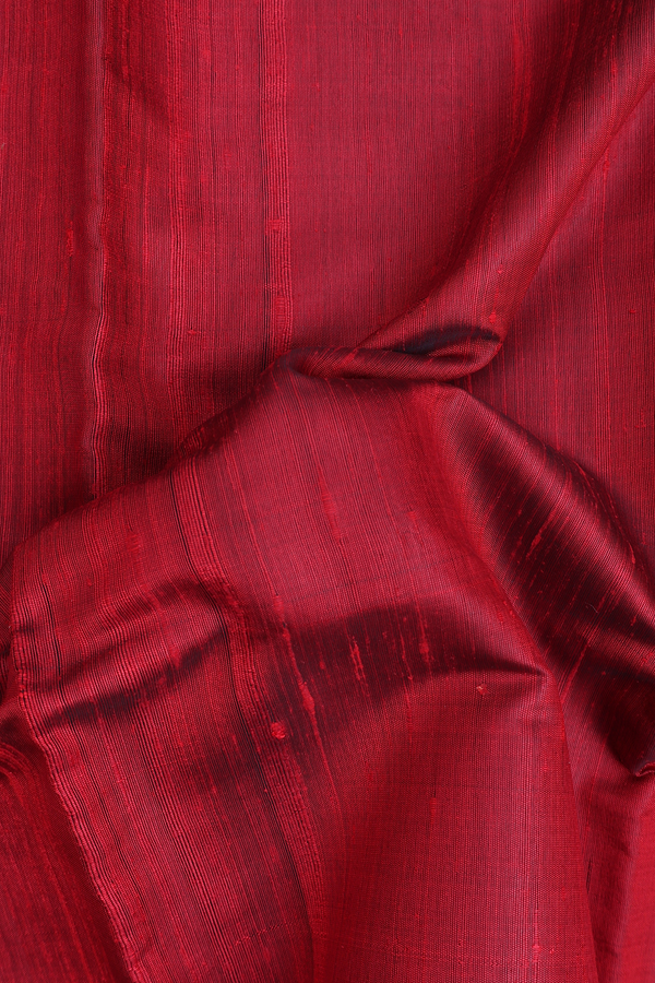 Jute Saree In Crimson Red With Contrast Border
