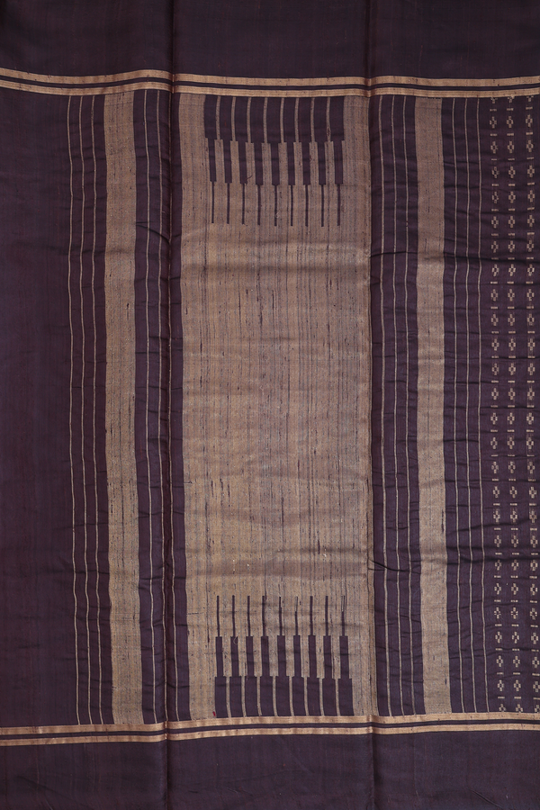 Jute Saree In Oxford Brown With Allover Design