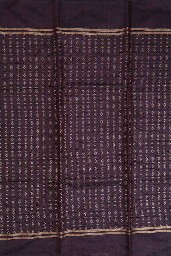 Jute Saree In Oxford Brown With Allover Design