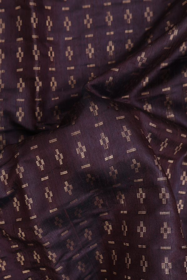 Jute Saree In Oxford Brown With Allover Design