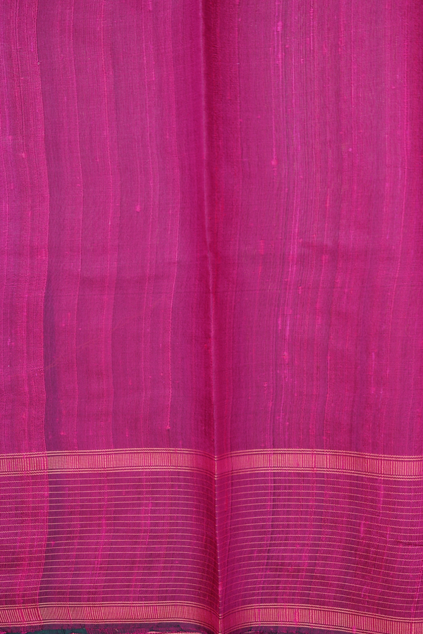 Jute Saree In Midnight Green With Leaf Buttas