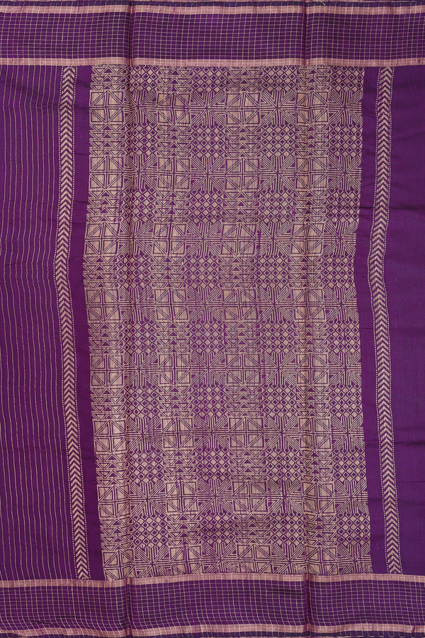 Jute Saree In Deep Purple With Zari Buttas