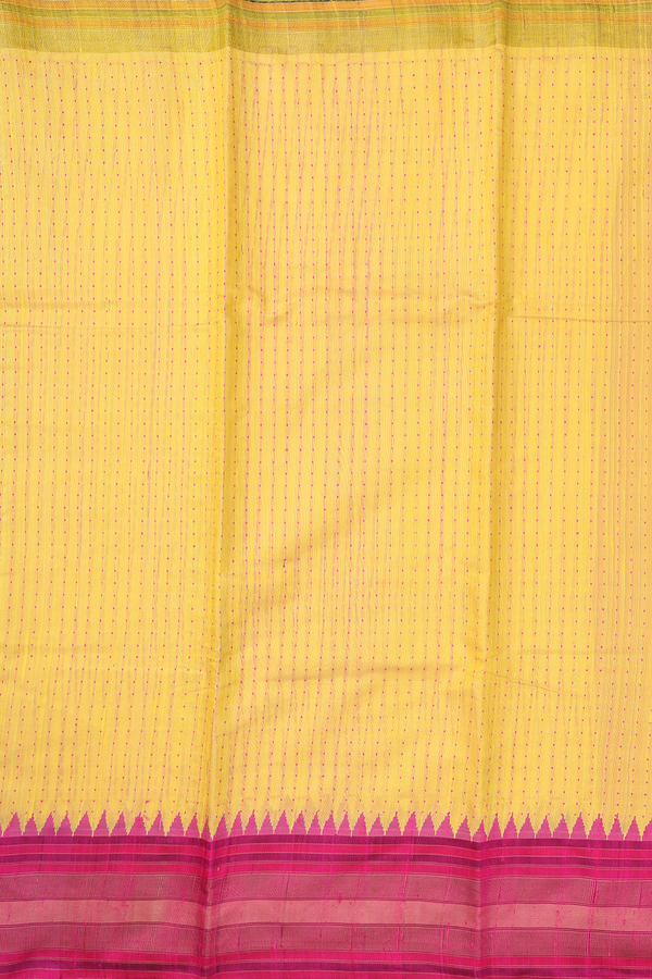 Jute Saree In Yellow With Stripes Design