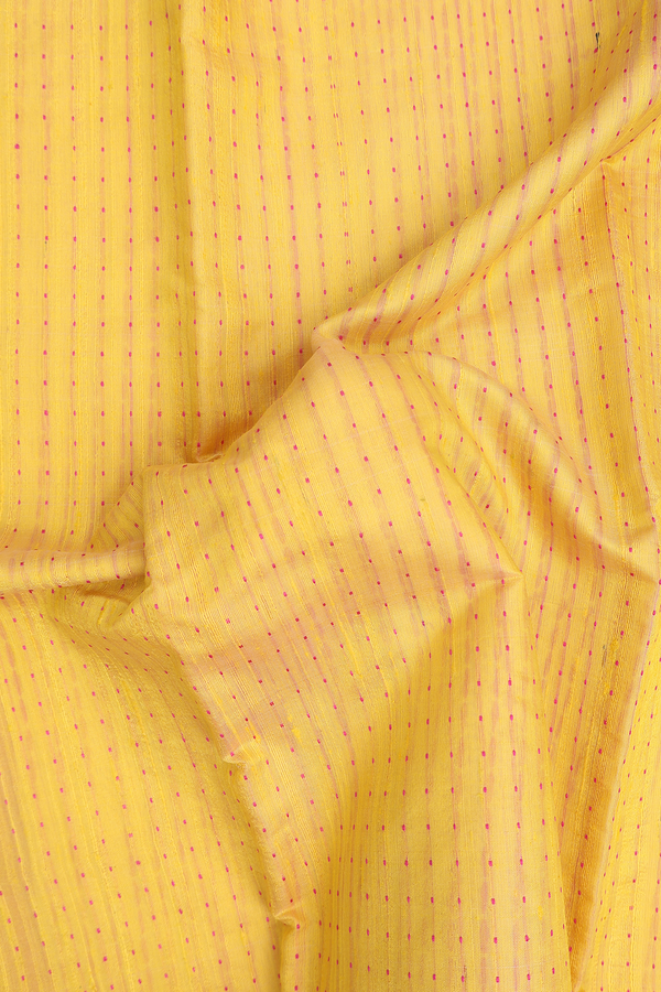 Jute Saree In Yellow With Stripes Design