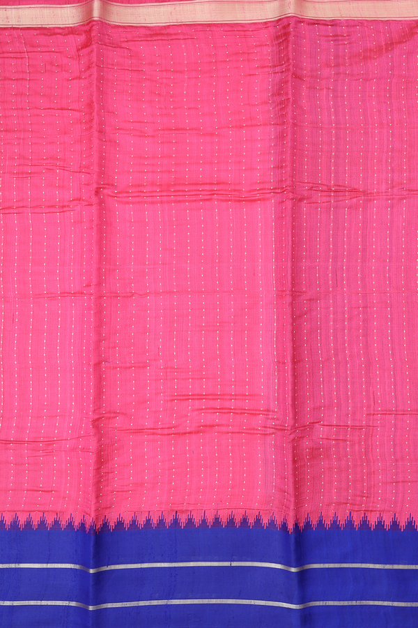 Jute Saree In Pink With Stripes Design