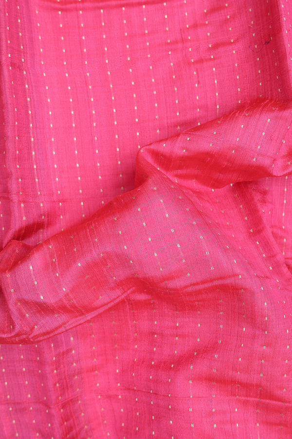 Jute Saree In Pink With Stripes Design