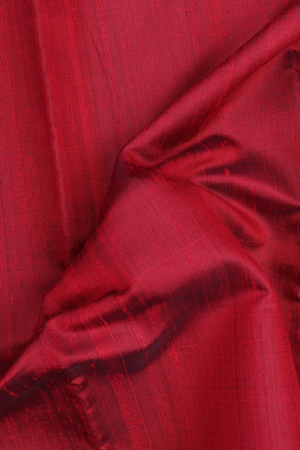 Jute Saree In Plain Chilli Red With Contrast Border