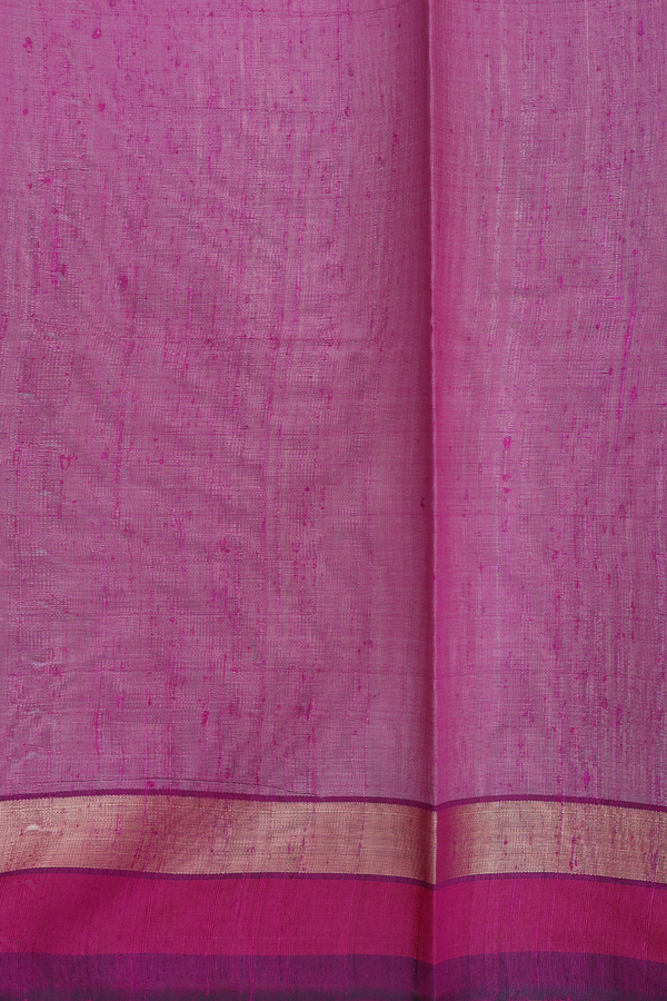Jute Saree In Plain Pastel Brown With Contrast Border