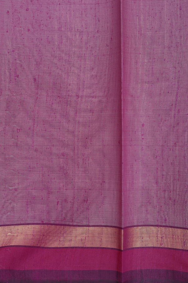 Jute Saree In Plain Pastel Brown With Contrast Border