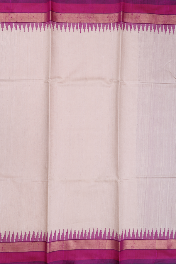Jute Saree In Plain Pastel Brown With Contrast Border