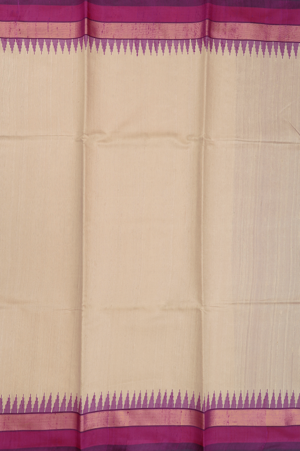 Jute Saree In Plain Pastel Brown With Contrast Border