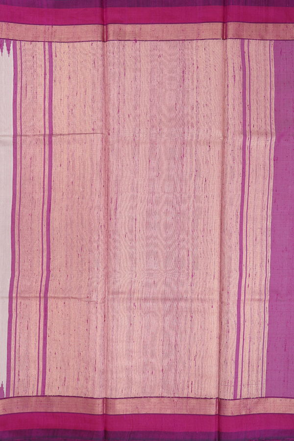 Jute Saree In Plain Pastel Brown With Contrast Border