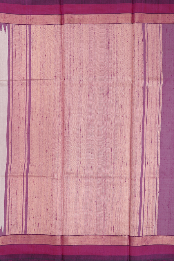 Jute Saree In Plain Pastel Brown With Contrast Border