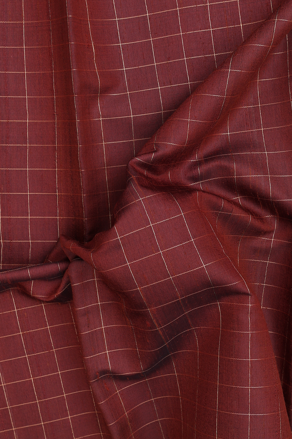 Jute Saree In Brown With Checks Design