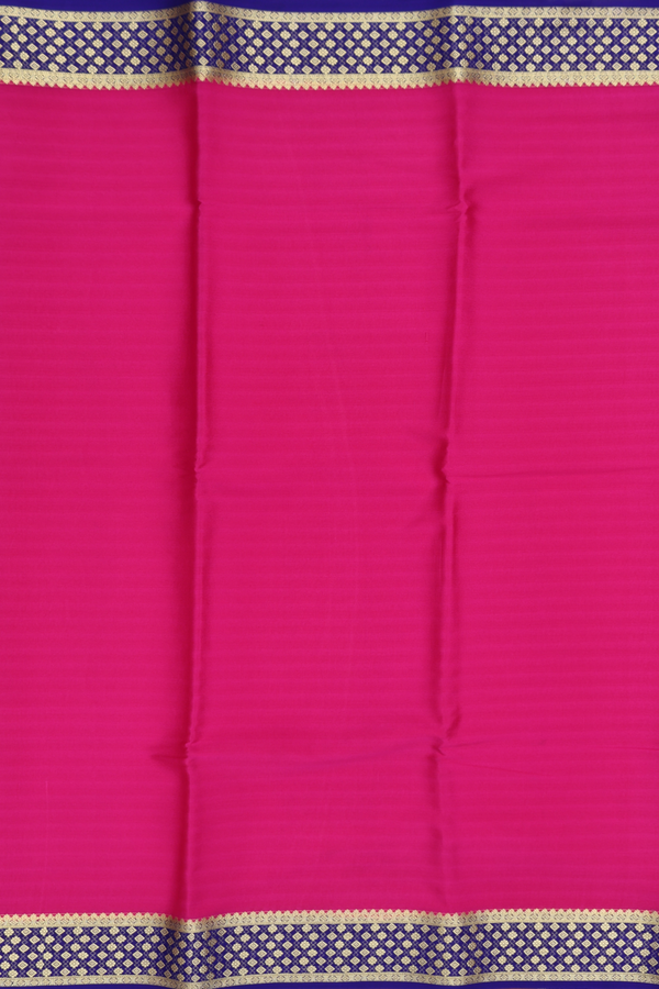 Mysore Silk Saree In Plain Dark Pink With Contrast Border