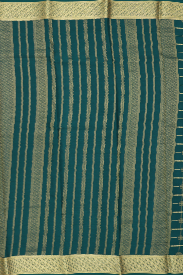 Mysore Silk Saree In Forest Green With Checks Design